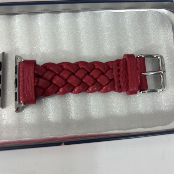 Brighton Sutton Apple Watch Band Braided Red Leather NEW w/Floral Tin Fits 38mm+ - Picture 12 of 16